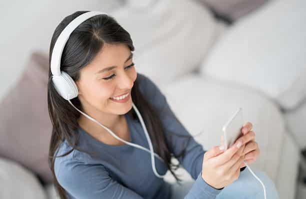 Woman listening to music