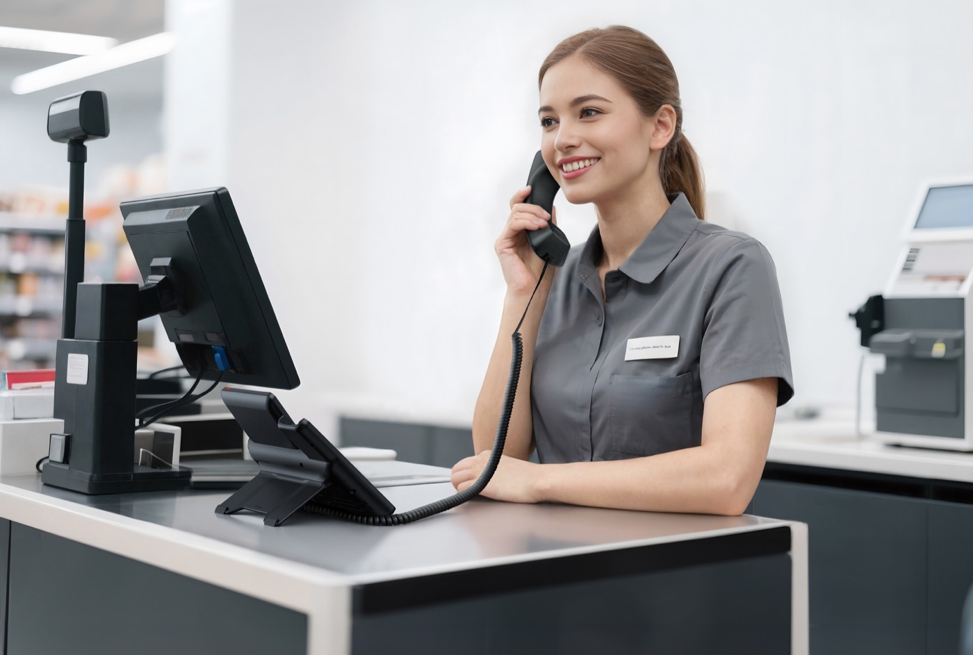 Front desk with Yealink phone