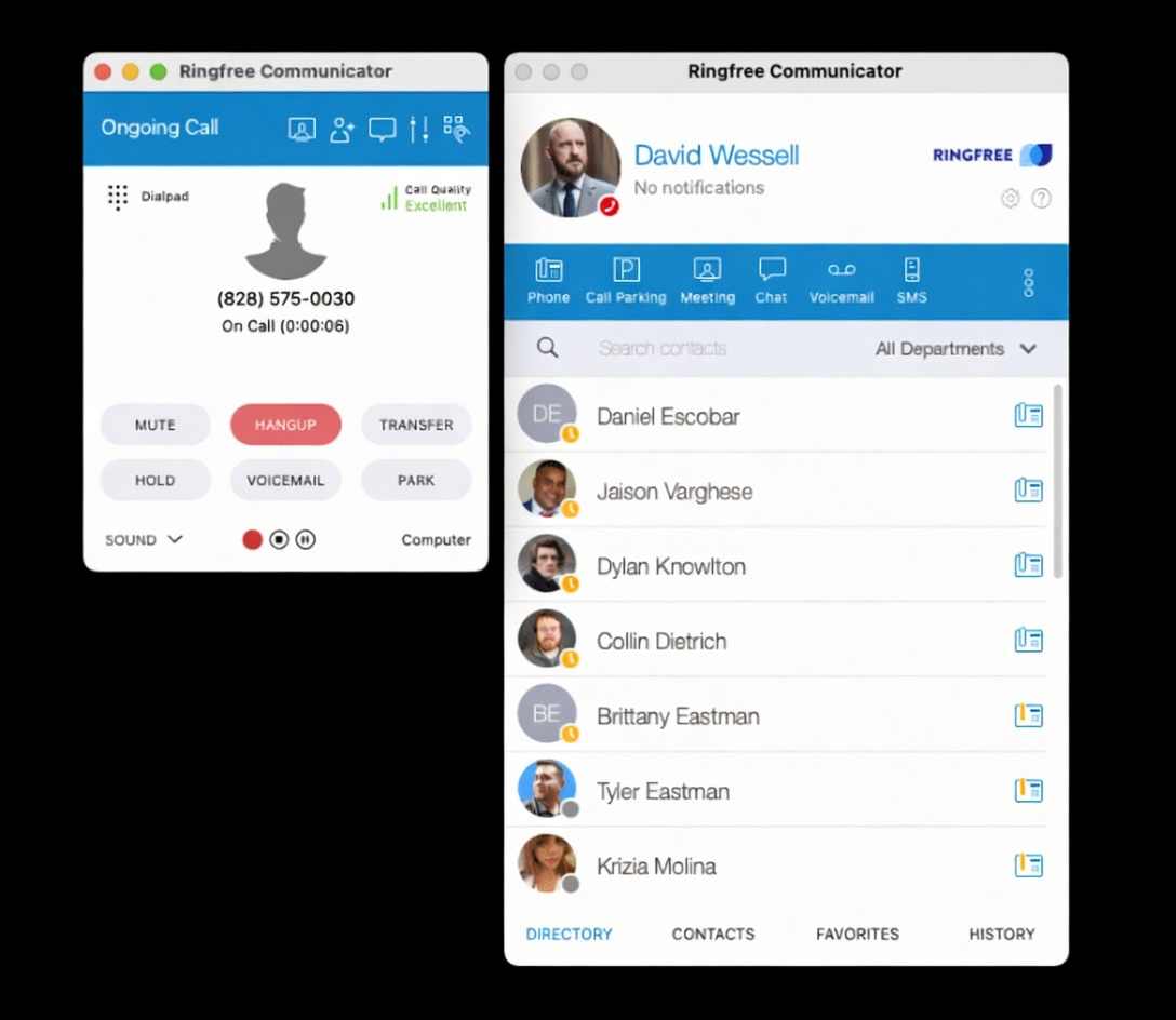 RingFree Communicator in an active call